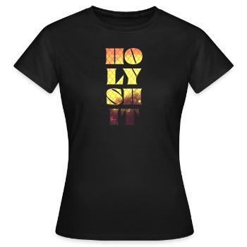 Heilige Scheiße Spruch Sonnenuntergang Landschaft - Frauen T-Shirt - Schwarz - Vorne - AI Model Female 172 dark (172cm)