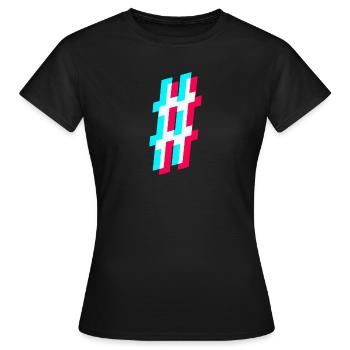hashtag # - tik tok style glitch raute - Frauen T-Shirt - Schwarz - Vorne - AI Model Female 172 dark (172cm)