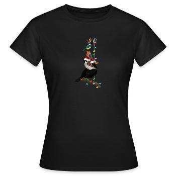 Vögel Weihnachten Vogel Amsel Rotkehlchen Spatz - Frauen T-Shirt - Schwarz - Vorne - AI Model Female 172 dark (172cm)