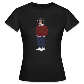 Singe élégamment vêtu - T-shirt Femme - noir - Devant - AI Model Female 172 dark (172cm)