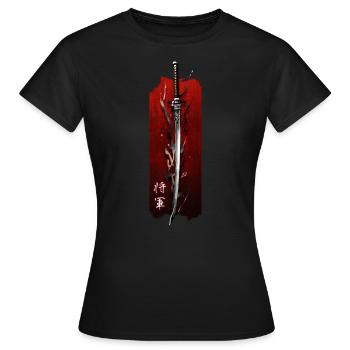 Shoguns Klinge: Die Eleganz des Katanas - Frauen T-Shirt - Schwarz - Vorne - AI Model Female 172 dark (172cm)