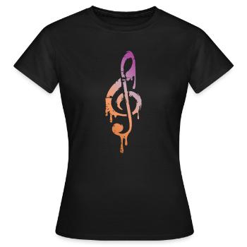 Chute de couleur de la clé de musique - musique de clé de sol - T-shirt Femme - noir - Devant - AI Model Female 172 dark (172cm)