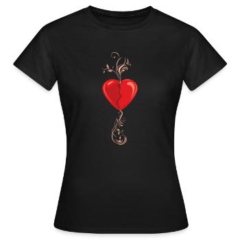 Gebrochenes Herz - Frauen T-Shirt - Schwarz - Vorne - AI Model Female 172 dark (172cm)