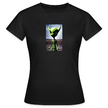 Alien | UFO | Raumschiff | UAP | außerirdische - Frauen T-Shirt - Schwarz - Vorne - AI Model Female 172 dark (172cm)