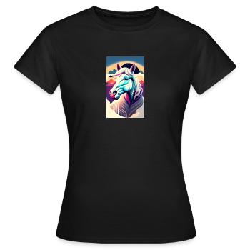 Horse | Horseback riding | Animal | Mount | Colorful - Women's T-Shirt - black - Front - AI Model Female 172 dark (172cm)