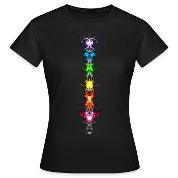 Fraktal Art Chakra Energie Zentren Yoga Buddhismus - Frauen T-Shirt - Schwarz - Vorne - AI Model Female 172 dark (172cm)