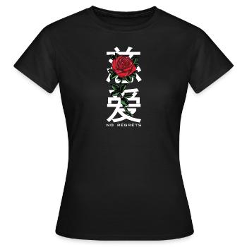 No Regrets Roses Japon - T-shirt Femme - noir - Devant - AI Model Female 172 dark (172cm)