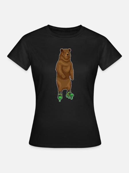 Bär Inline skating Inline skates - Frauen T-Shirt - Schwarz
