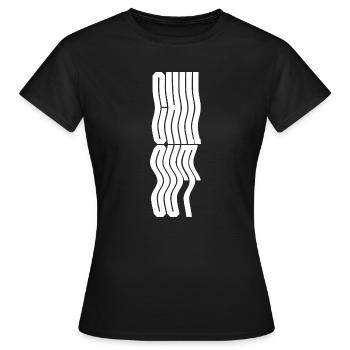 Conception du logo typographique ondulée Chill Out - T-shirt Femme - noir - Devant - AI Model Female 172 dark (172cm)
