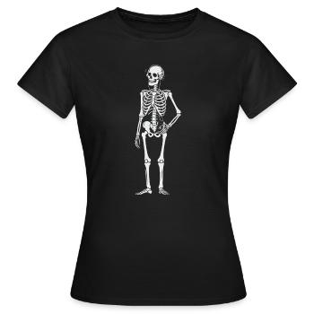 skeleton listening to walkman - Women's T-Shirt - black - Front - AI Model Female 172 dark (172cm)