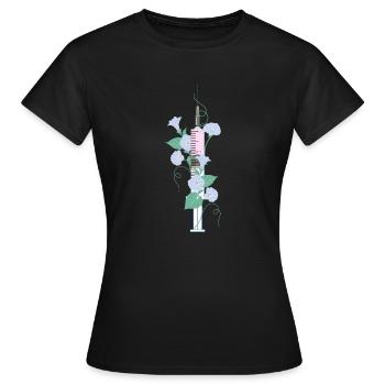 seringue fleurs rose - T-shirt Femme - noir - Devant - AI Model Female 172 dark (172cm)