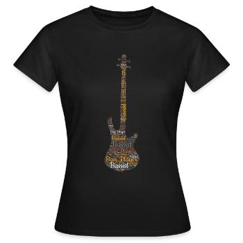 Bass Guitar Word Cloud for Bassist Bass Player - T-shirt Femme - noir - Devant - AI Model Female 172 dark (172cm)
