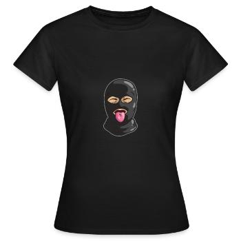 Amical Voleur Masque Langue Banque Voleur Gangster - T-shirt Femme - noir - Devant - AI Model Female 172 dark (172cm)