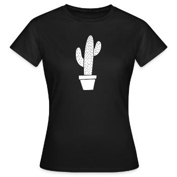 Cactus in pot - Women's T-Shirt - black - Front - AI Model Female 172 dark (172cm)