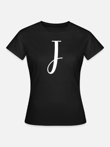 Kalligraphie, Initiale J - Frauen T-Shirt - Schwarz