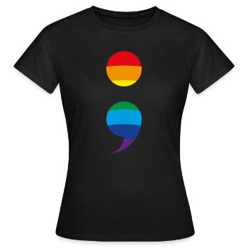 Point-virgule Prévention du suicide Point-virgule Point-virgule - T-shirt Femme - noir - Devant - AI Model Female 172 dark (172cm)