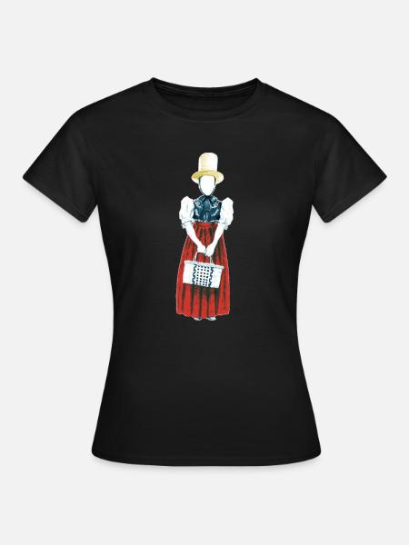Trachtenmädchen mit Strohhut - Schwarzwald - Frauen T-Shirt - Schwarz