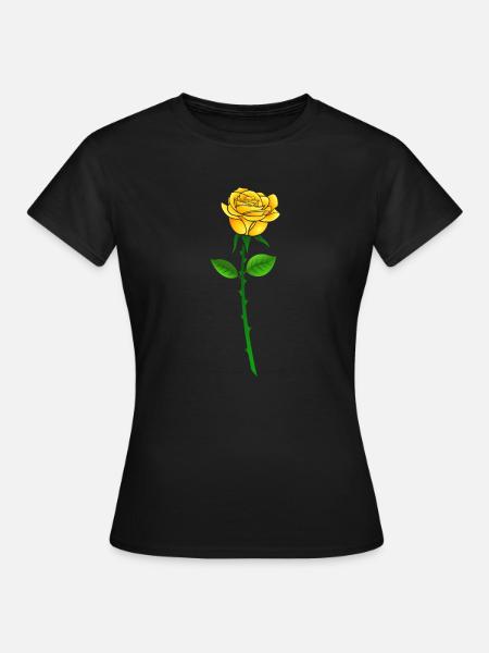 Gelbe Rose mit Stil - Frauen T-Shirt - Schwarz