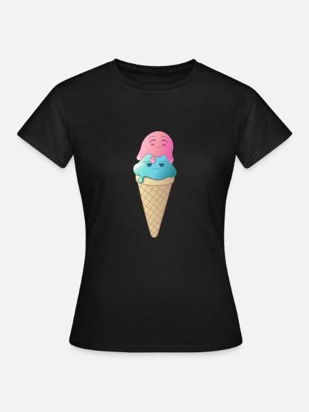 Niedliche und lustige Eiscreme Eiskugel in Eistüte - Dame-T-shirt - sort