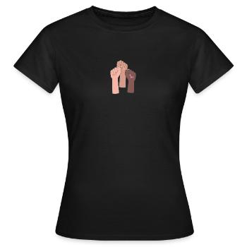 Fäuste von Frauen erhoben - Frauen T-Shirt - Schwarz - Vorne - AI Model Female 172 dark (172cm)