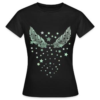 feather rain - Women's T-Shirt - black - Front - AI Model Female 172 dark (172cm)