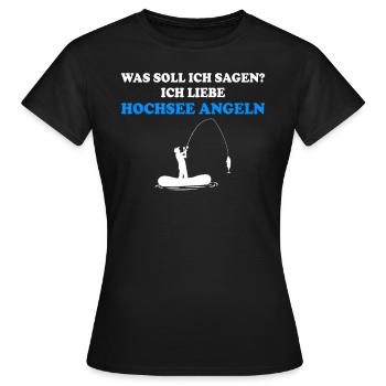 Hochsee Angeln Dorsch - Frauen T-Shirt - Schwarz - Vorne - AI Model Female 172 dark (172cm)