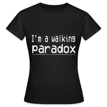 Citation d’un t-shirt – Je suis un paradoxe ambulant - T-shirt Femme - noir - Devant - AI Model Female 172 dark (172cm)