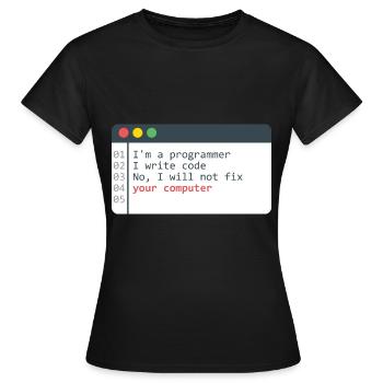 Programmeur HTML Programmation de codage de codeur informatique - T-shirt Femme - noir - Devant - AI Model Female 172 dark (172cm)
