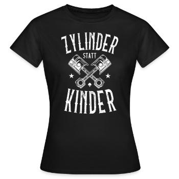 Zylinder Statt Kinder Hubraum Motor US Muscle Car - Frauen T-Shirt - Schwarz - Vorne - AI Model Female 172 dark (172cm)