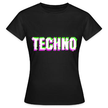 Techno - T-shirt Femme - noir - Devant - AI Model Female 172 dark (172cm)