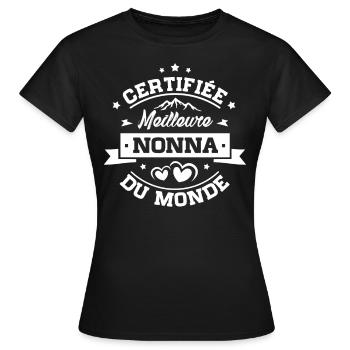 Cadeau Nonna Certifiée Meilleure Nonna du Monde - T-shirt Femme - noir - Devant - AI Model Female 172 dark (172cm)