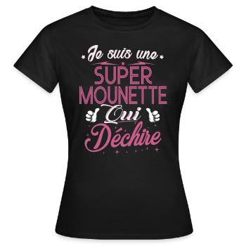 Grand-Mère Je suis une Super Mounette qui Déchire - T-shirt Femme - noir - Devant - AI Model Female 172 dark (172cm)