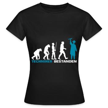 Techniker Abschluss Prüfung Bestanden Evolution - Frauen T-Shirt - Schwarz - Vorne - AI Model Female 172 dark (172cm)