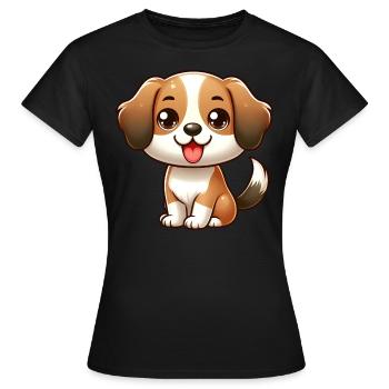 HUND BEAGLE CHIBI BABY WELPE SCHLAPPOHR TIERLIEBE - Frauen T-Shirt - Schwarz - Vorne - AI Model Female 172 dark (172cm)