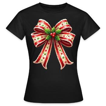 Cadeau De Noël Noeud Canne À Sucre - T-shirt Femme - noir - Devant - AI Model Female 172 dark (172cm)