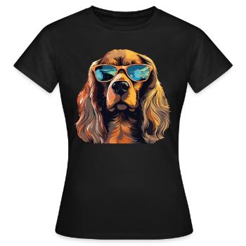 Cocker Spaniel Hundebesitzer, Digitale Kunst Hund - Frauen T-Shirt - Schwarz - Vorne - AI Model Female 172 dark (172cm)