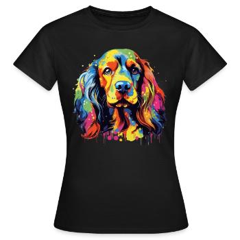 Cocker Spaniel Hundebesitzer, Digitale Kunst Hund - Frauen T-Shirt - Schwarz - Vorne - AI Model Female 172 dark (172cm)