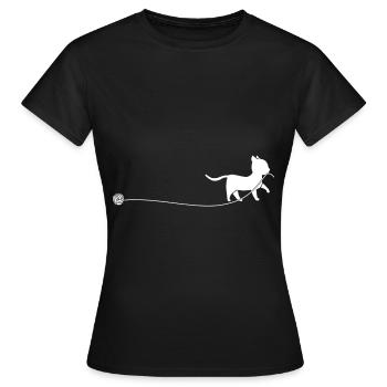 Katze Faden Wolle Kätzchen - Frauen T-Shirt - Schwarz - Vorne - AI Model Female 172 dark (172cm)