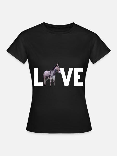 Lustiger Esel Liebe Landwirt - Dame-T-shirt - sort