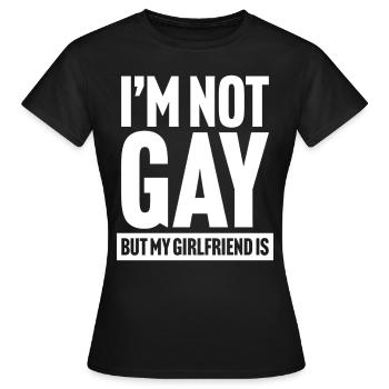 Ich bin nicht schwul, aber meine Freundin ist es - Frauen T-Shirt - Schwarz - Vorne - AI Model Female 172 dark (172cm)