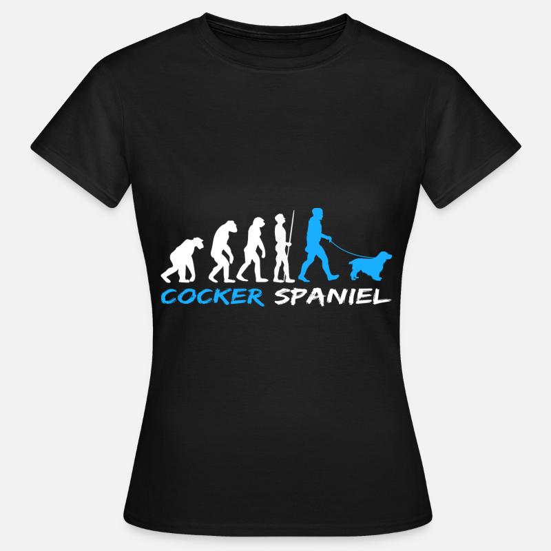 Cocker anglais Cocker Spaniel Chien Evolution - T-shirt Femme - noir