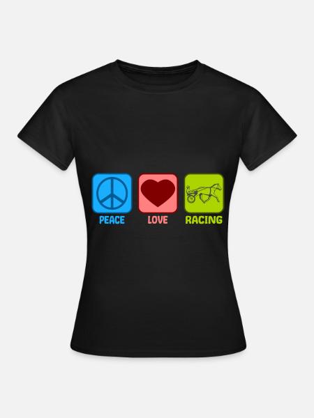 Trabrennen Peace Love - Frauen T-Shirt - Schwarz