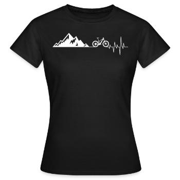 Herzschlag Berge Fahrrad - Frauen T-Shirt - Schwarz - Vorne - AI Model Female 172 dark (172cm)