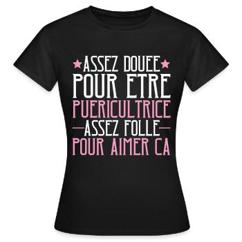 Puéricultrice Métier Soins Médicaux Santé - T-shirt Femme - noir - Devant - AI Model Female 172 dark (172cm)