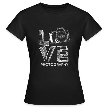 Spiegelreflexkamera Liebe Fotograf - Frauen T-Shirt - Schwarz - Vorne - AI Model Female 172 dark (172cm)