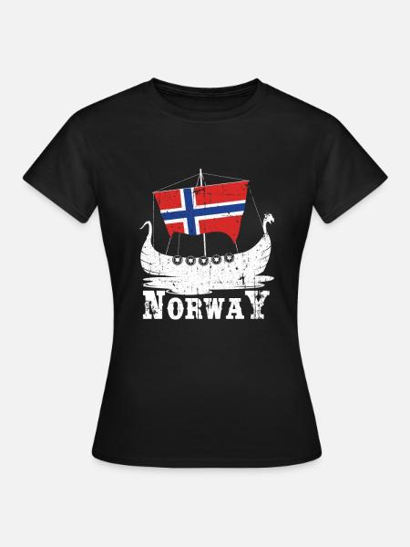 Norwegen Boot Wikinger - Frauen T-Shirt - Schwarz