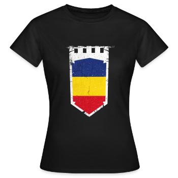 Rumänien Wappen Bukarest - Frauen T-Shirt - Schwarz - Vorne - AI Model Female 172 dark (172cm)