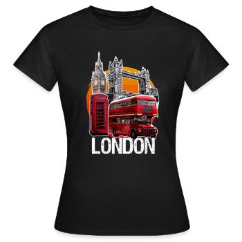 Cabine téléphonique londonienne Big Ben Bridge - T-shirt Femme - noir - Devant - AI Model Female 172 dark (172cm)