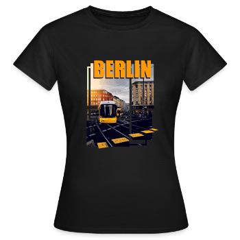 Berlin Bus Bahn Verkehr - Frauen T-Shirt - Schwarz - Vorne - AI Model Female 172 dark (172cm)