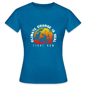 Climate change - Women's T-Shirt - antique blue sapphire heather - Front - AI Model Female 172 dark (172cm)